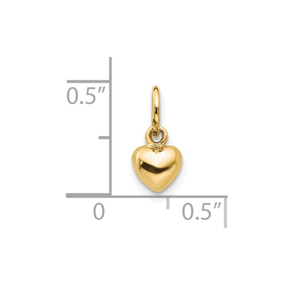10K Polished 3-D Heart Charm (10K793)
