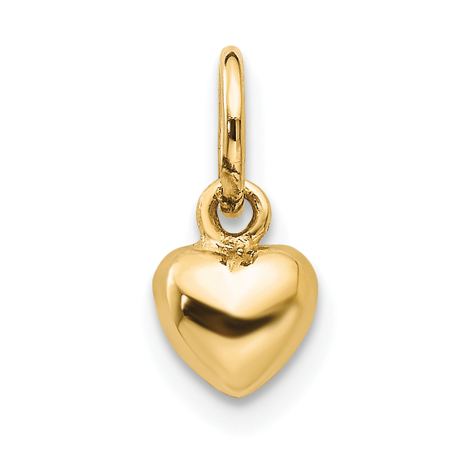 10K Polished 3-D Heart Charm (10K793)