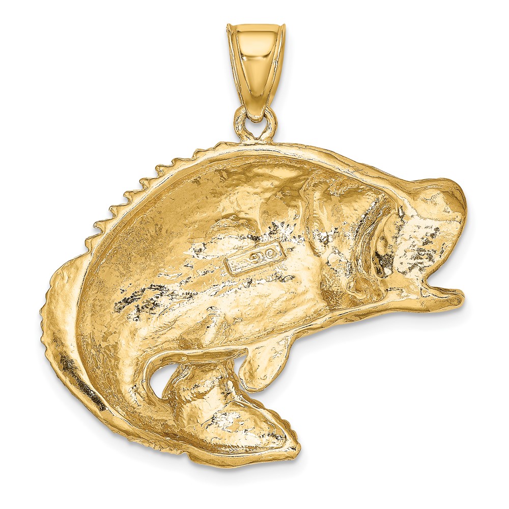 10K 2-D Bass Fish Jumping Charm (10K7956)