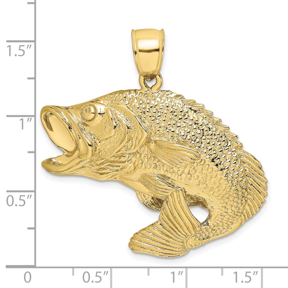 10K 2-D Bass Fish Jumping Charm (10K7956)