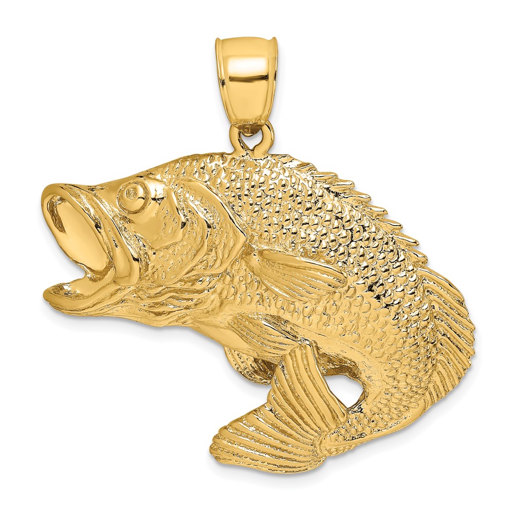 10K 2-D Bass Fish Jumping Charm (10K7956)