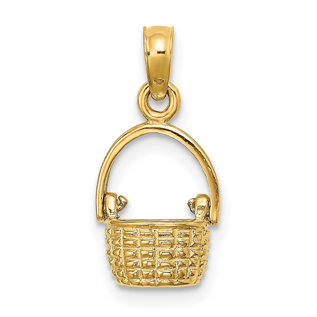 10K 3-D Moveable Handle Basket Charm (10K7990)