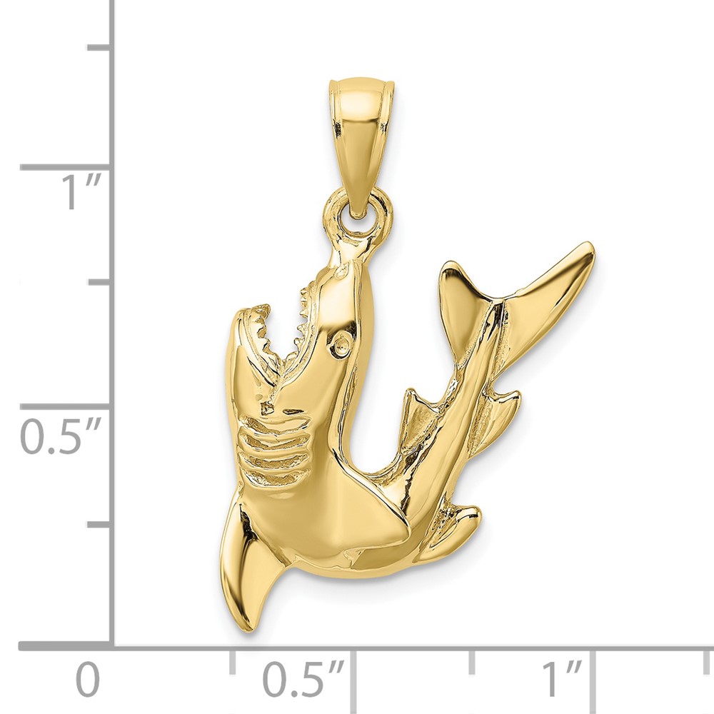 10K 2-D Polished Shark Charm (10K8001)