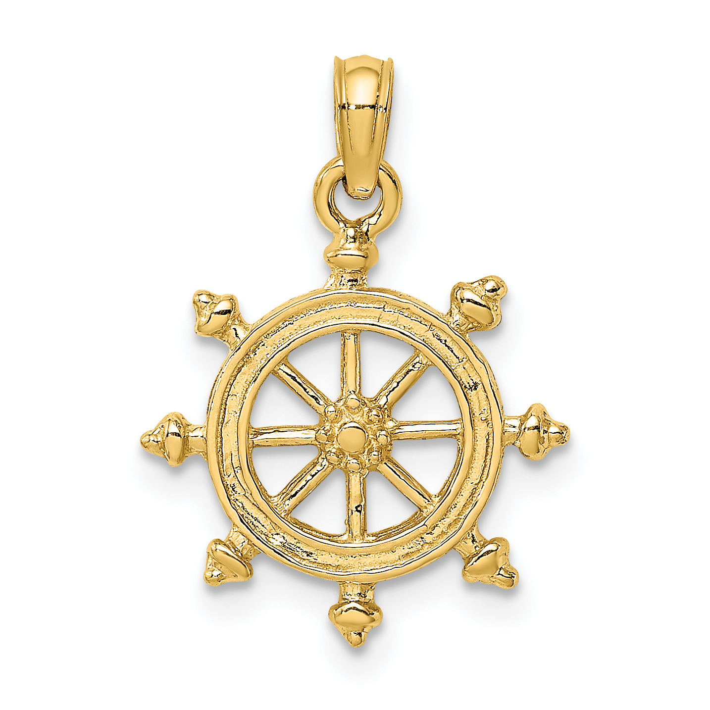 10K 2-D Engraved Ship Wheel Charm (10K8036)