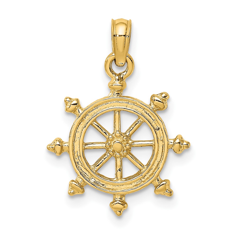 10K 2-D Engraved Ship Wheel Charm (10K8036)