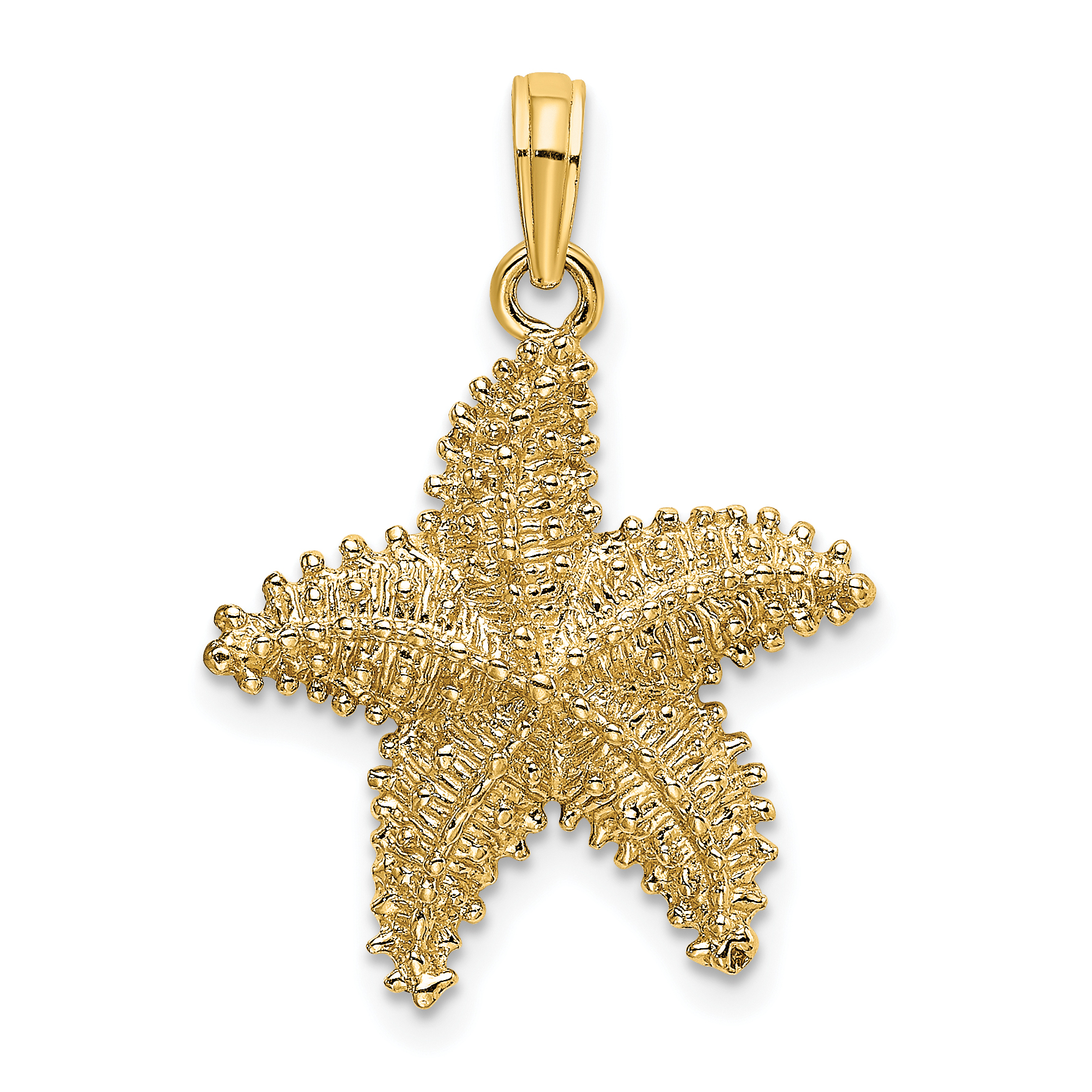 10K Starfish W/ Beaded Texture Charm (10K8070)
