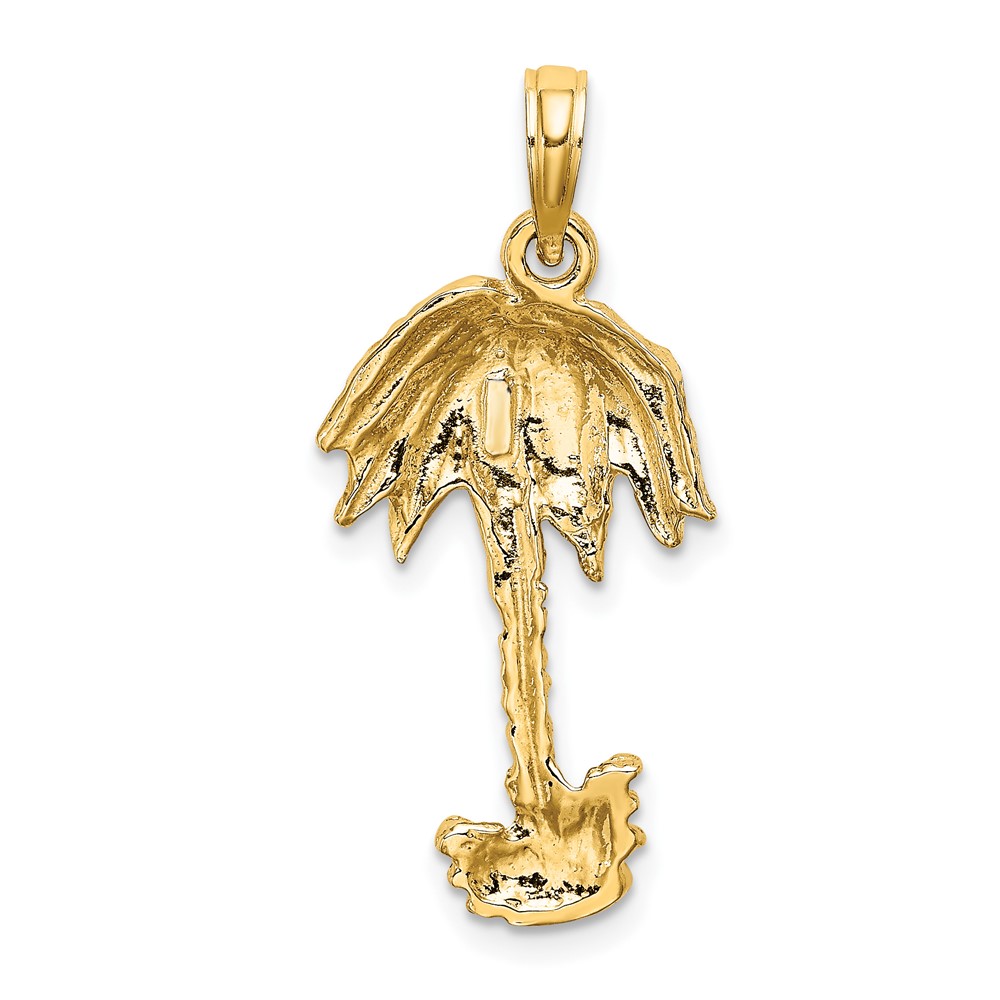 10K 2-D Textured Single Palm Tree Charm (10K8080)