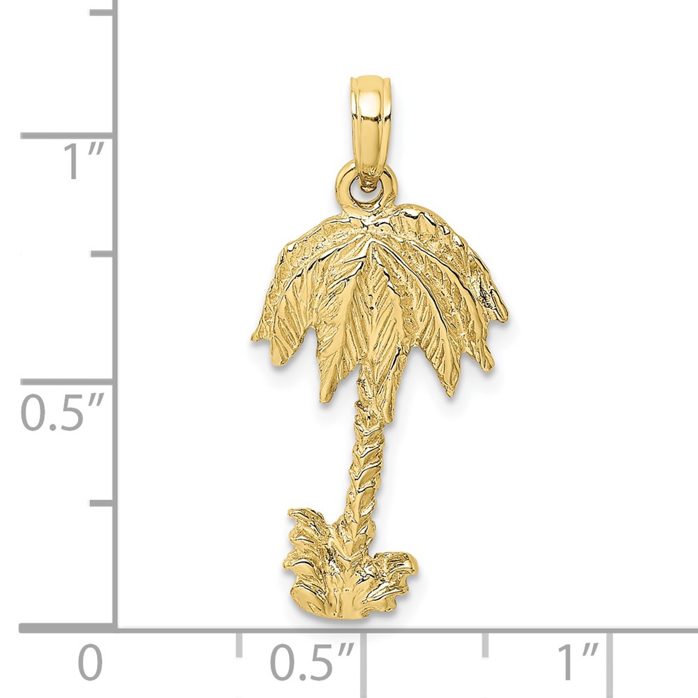 10K 2-D Textured Single Palm Tree Charm (10K8080)