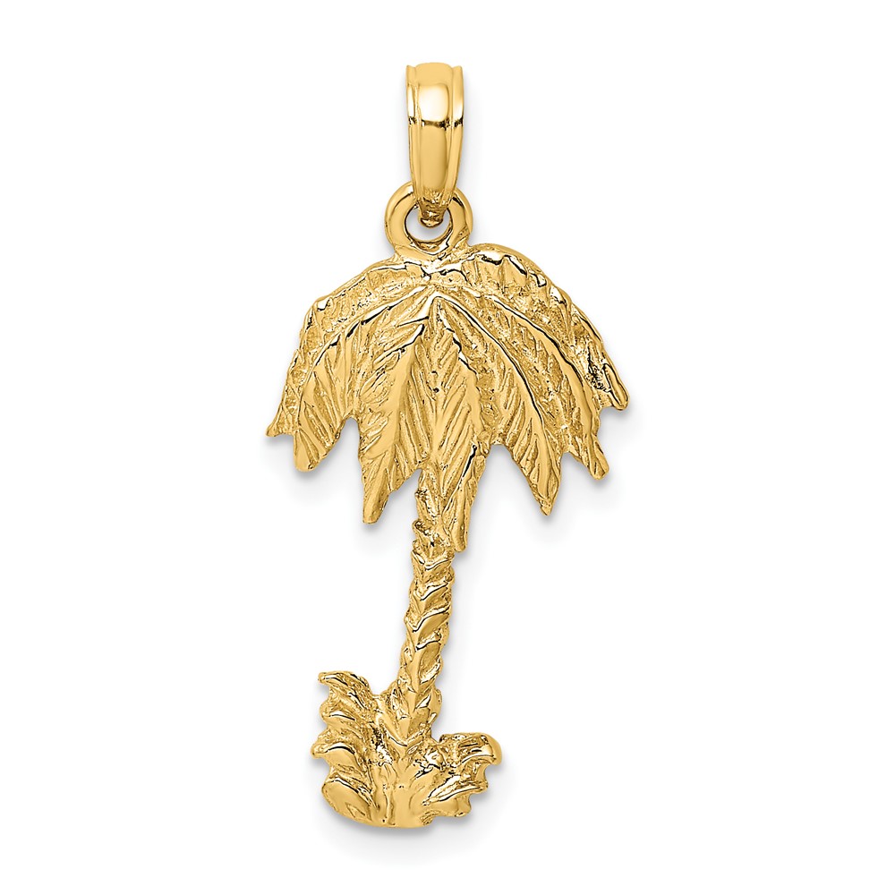 10K 2-D Textured Single Palm Tree Charm (10K8080)