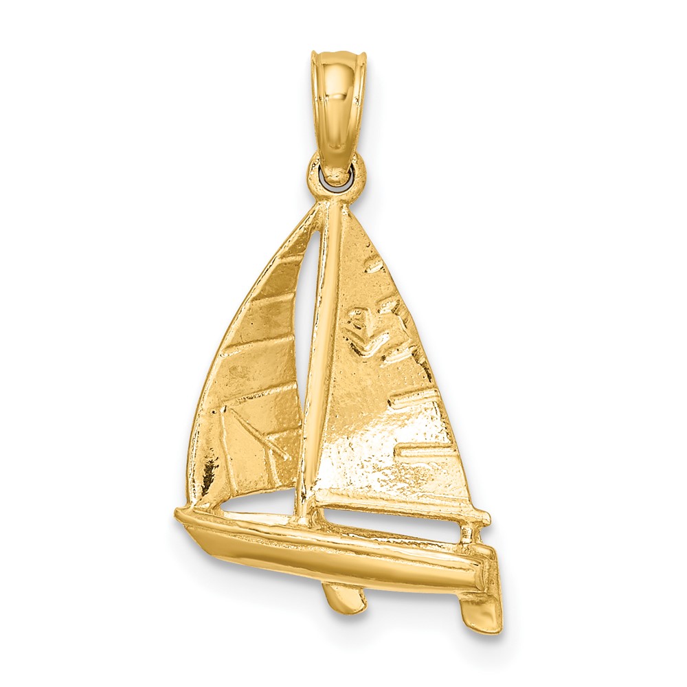 10K 3-D Polished Sailboat Charm (10K8102)