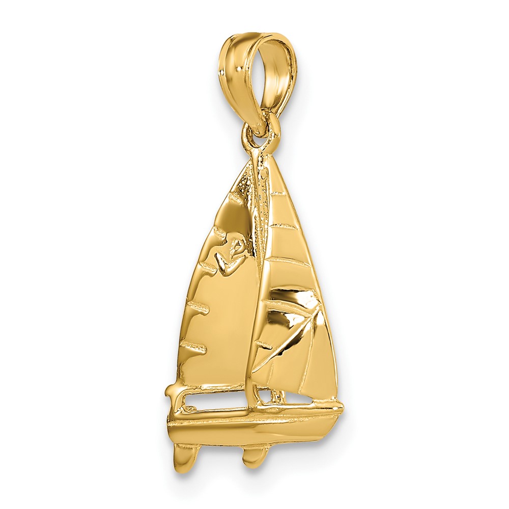 10K 3-D Polished Sailboat Charm (10K8102)