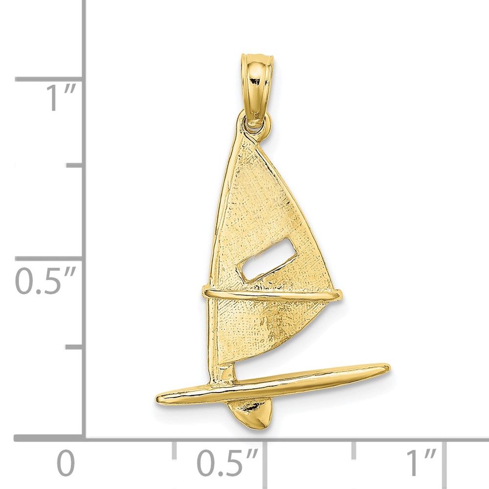 10K 3-D Textured Windsail Surfing Board Charm (10K8103)