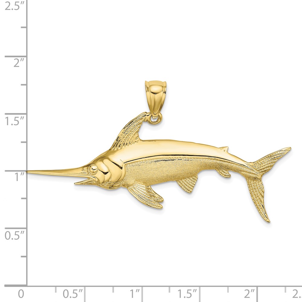 10K 2-D Polished/Satin Swordfish Charm (10K8105)