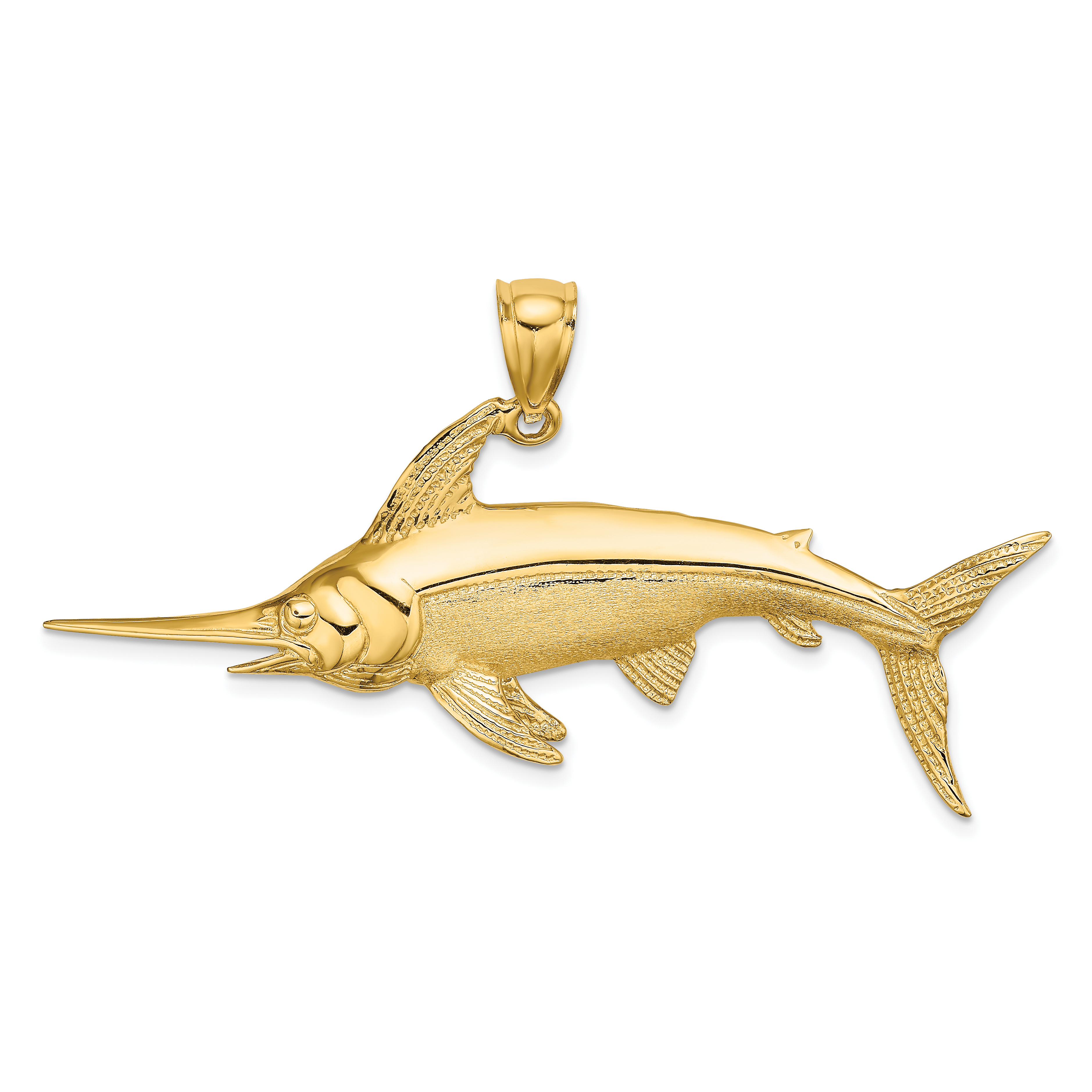 10K 2-D Polished/Satin Swordfish Charm (10K8105)