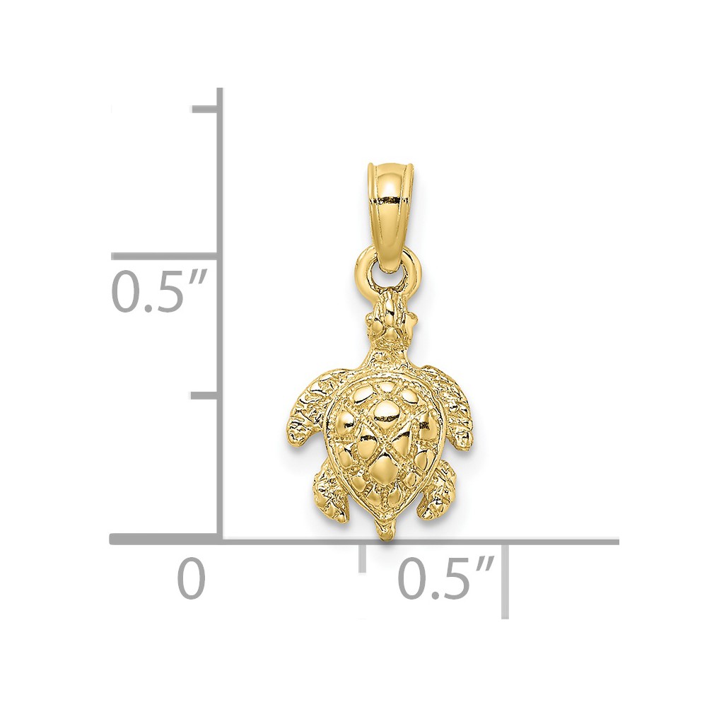 10K 2-D and Textured Sea Turtle Charm (10K8123)