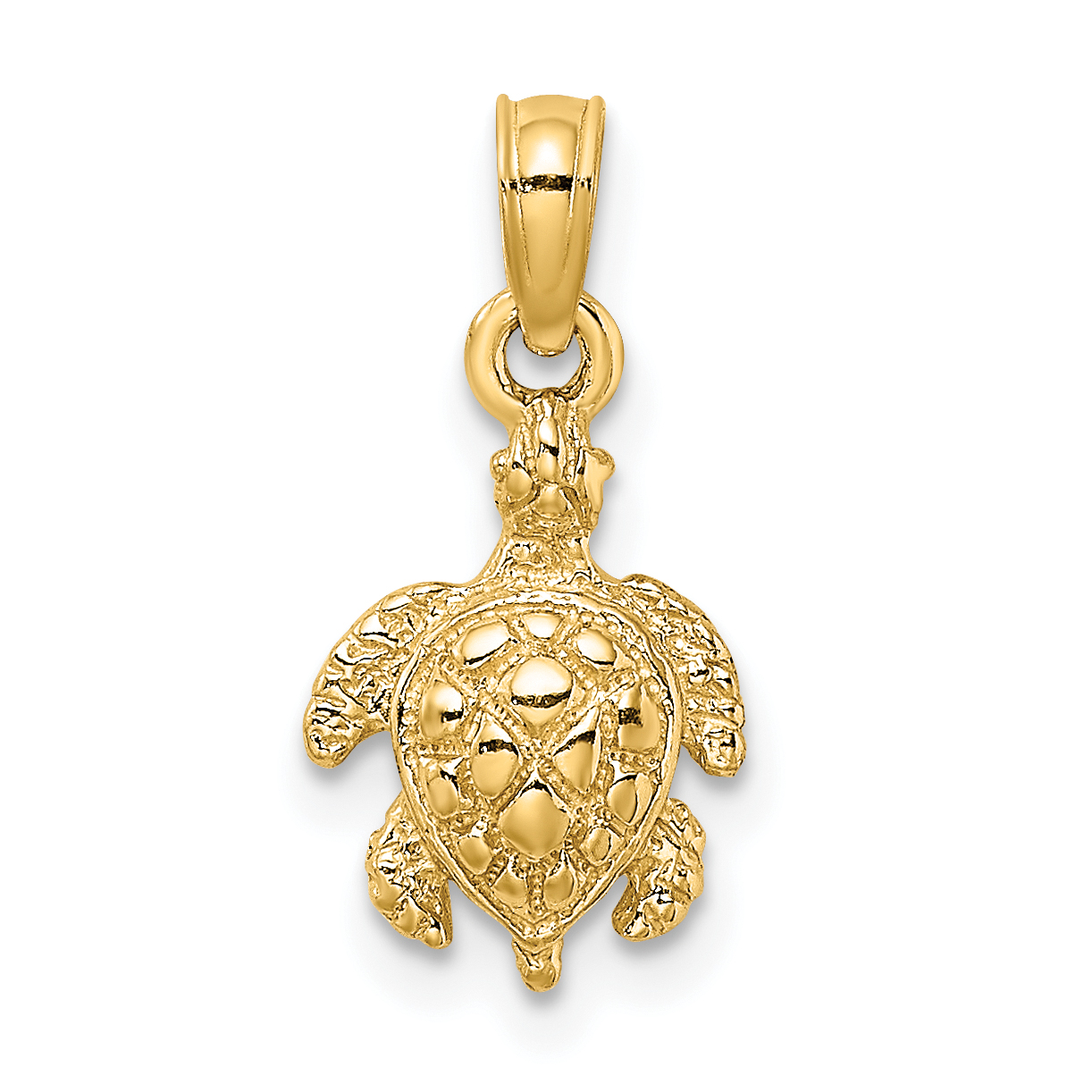 10K 2-D and Textured Sea Turtle Charm (10K8123)