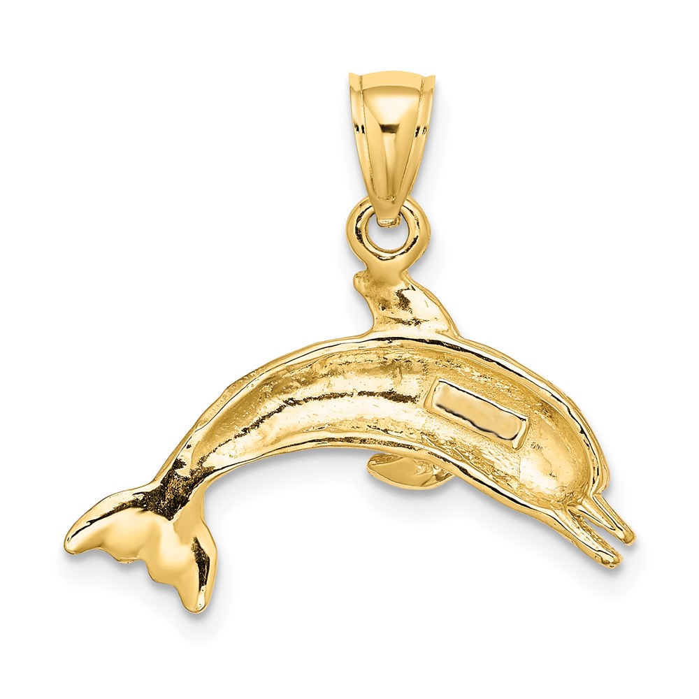 10K Textured Polished Dolphin Jumping Charm (10K8143)