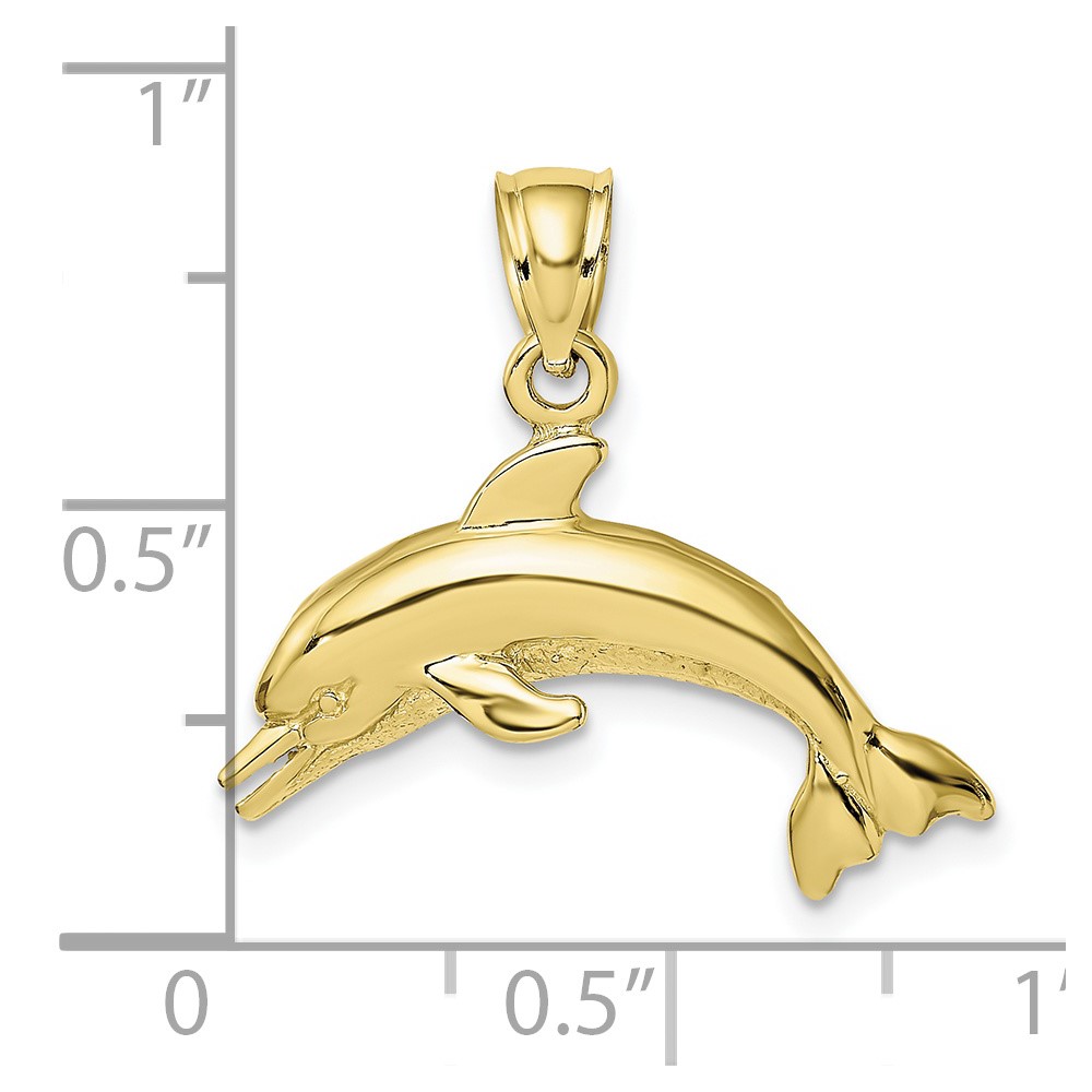 10K Textured Polished Dolphin Jumping Charm (10K8143)
