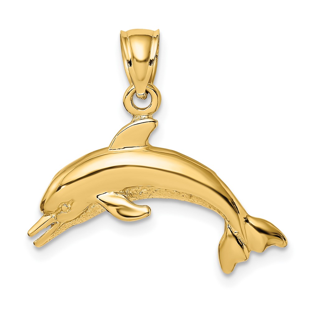 10K Textured Polished Dolphin Jumping Charm (10K8143)