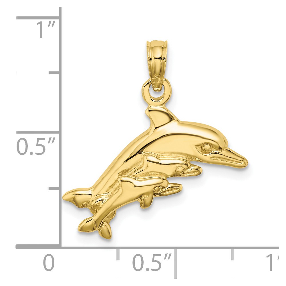 10K Dolphin w/ 2 Baby Dolphins Charm (10K8234)