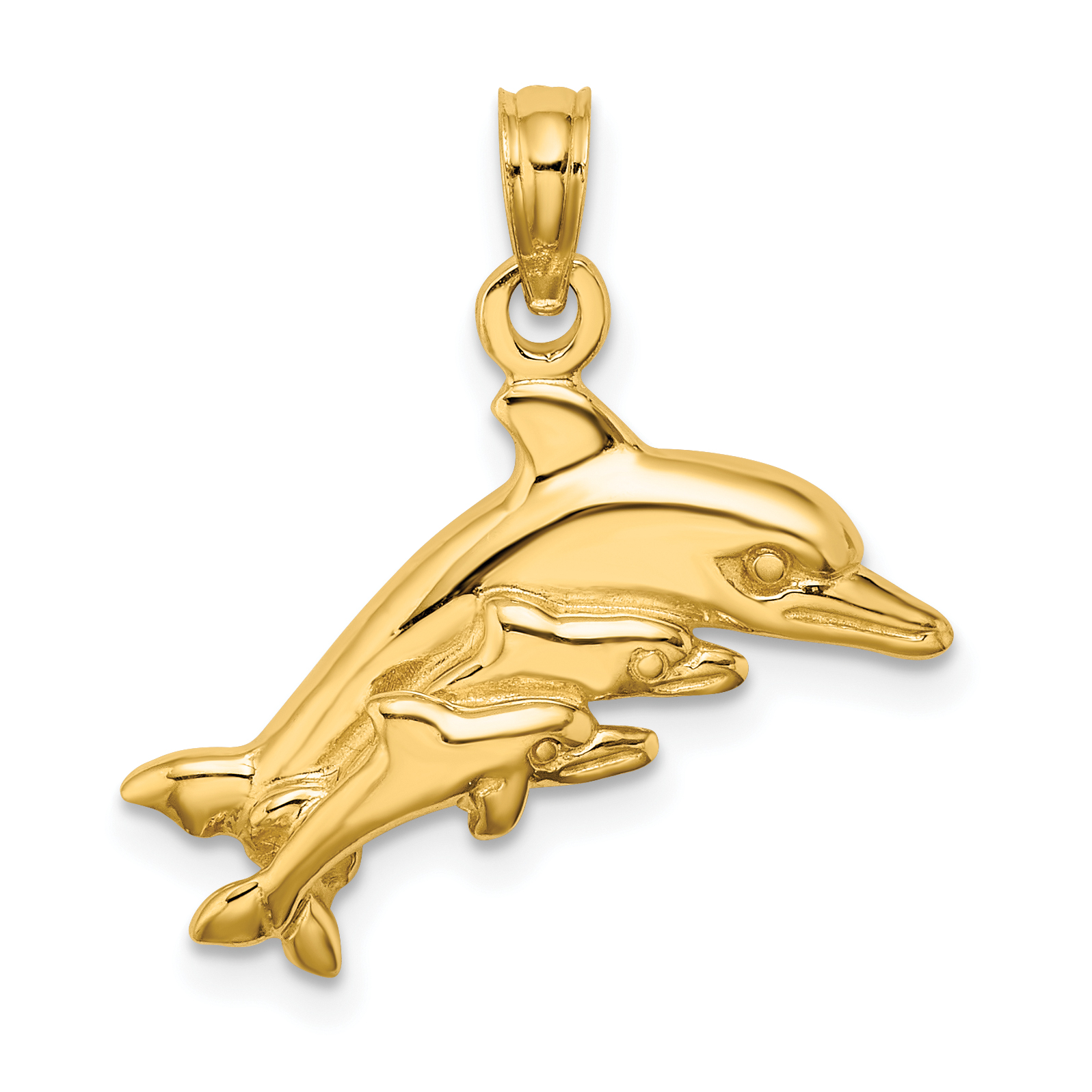 10K Dolphin w/ 2 Baby Dolphins Charm (10K8234)