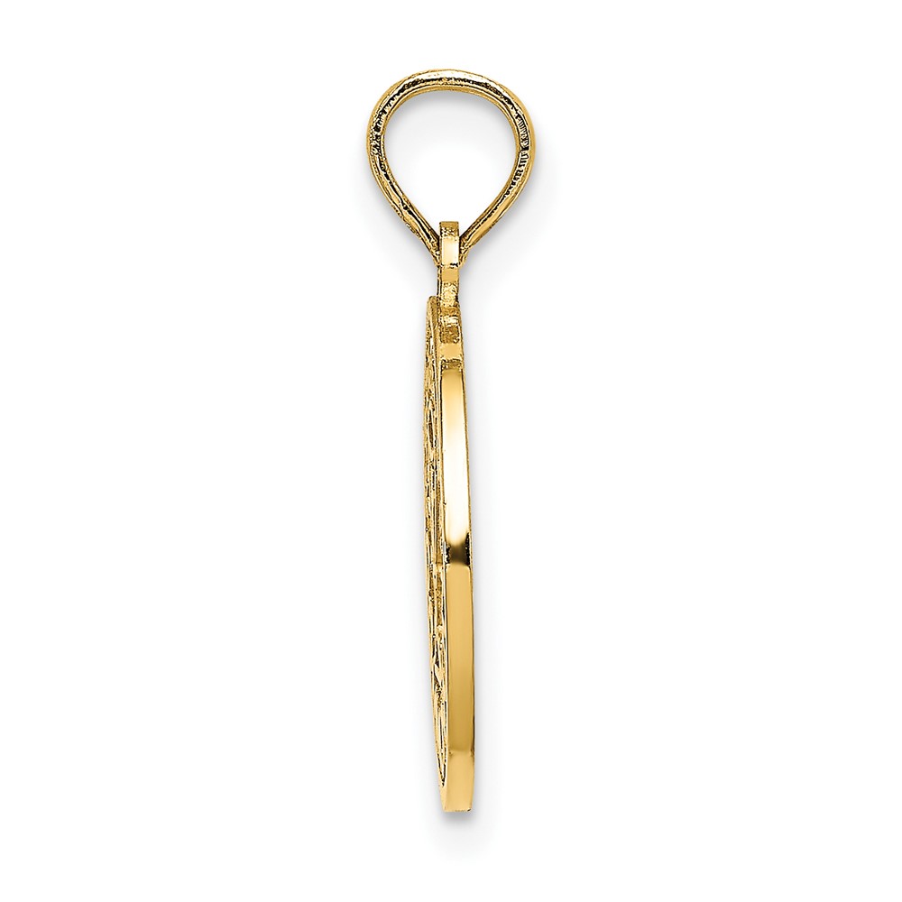 10K Textured Communion Cup on Round Disc Charm (10K8322)
