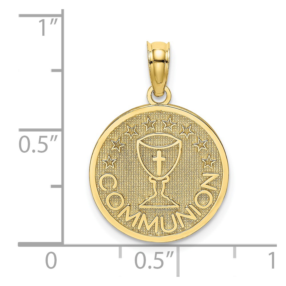 10K Textured Communion Cup on Round Disc Charm (10K8322)