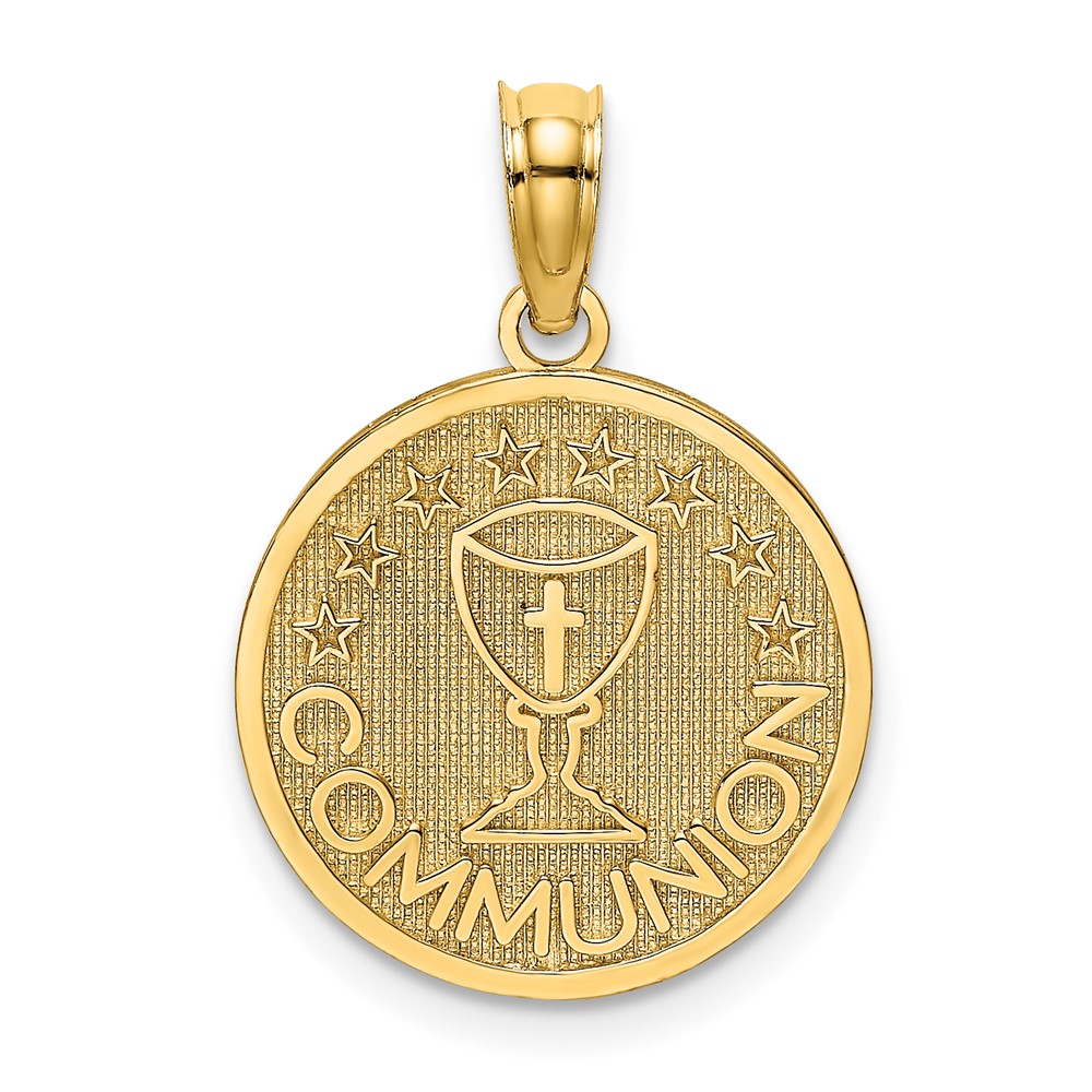 10K Textured Communion Cup on Round Disc Charm (10K8322)