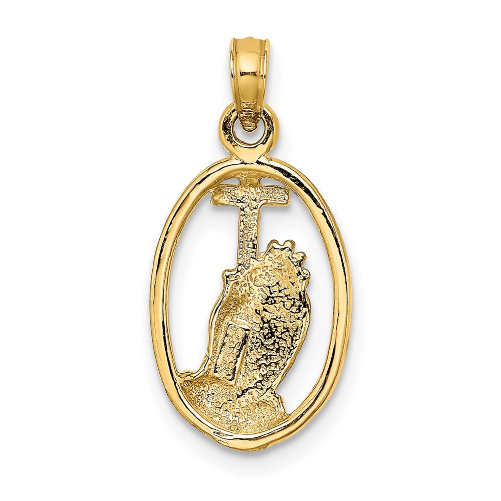 10K Praying Hands and Cross In Oval Charm (10K8327)
