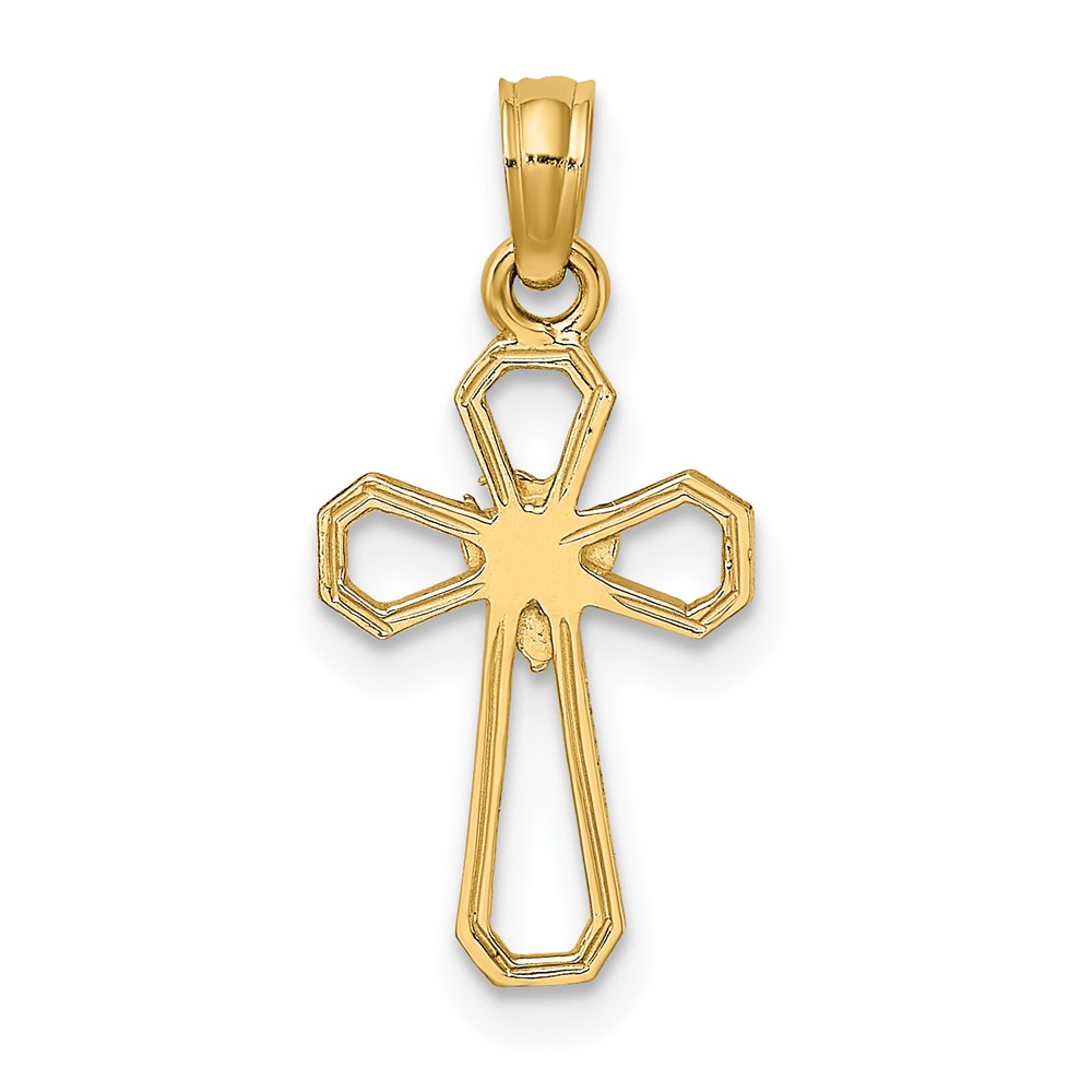 10K Cut-Out Cross w/ Dove Charm (10K8329)