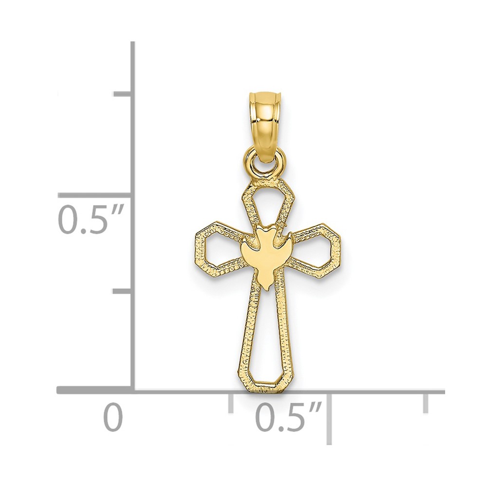 10K Cut-Out Cross w/ Dove Charm (10K8329)