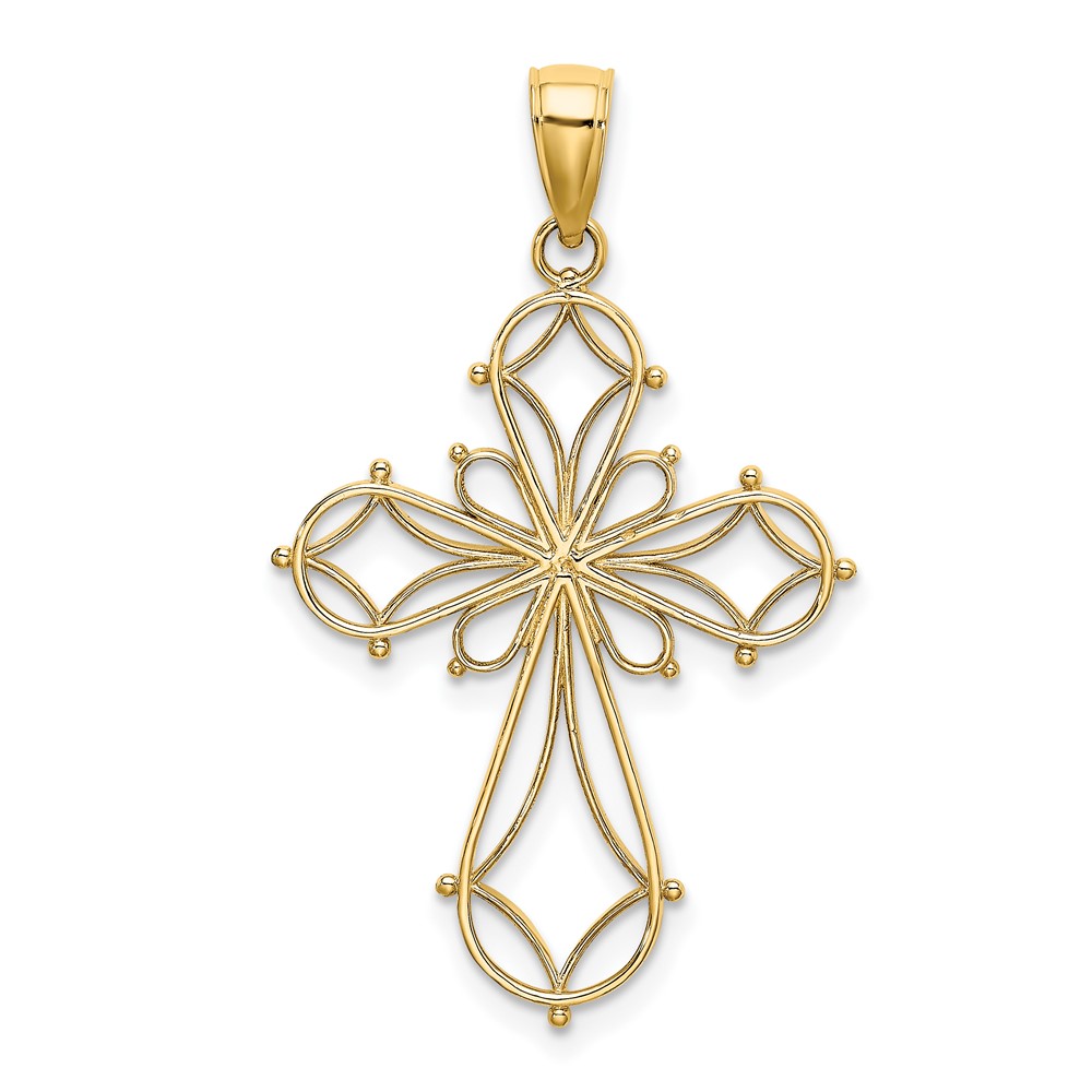 10K Cut-Out Shapes Fancy Cross Charm (10K8332)