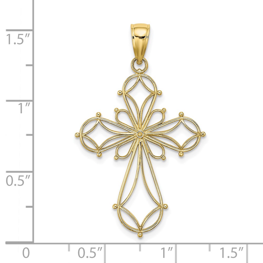 10K Cut-Out Shapes Fancy Cross Charm (10K8332)