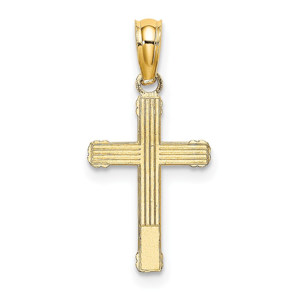 10K Textured w/ Center Heart Small Cross Charm (10K8333)