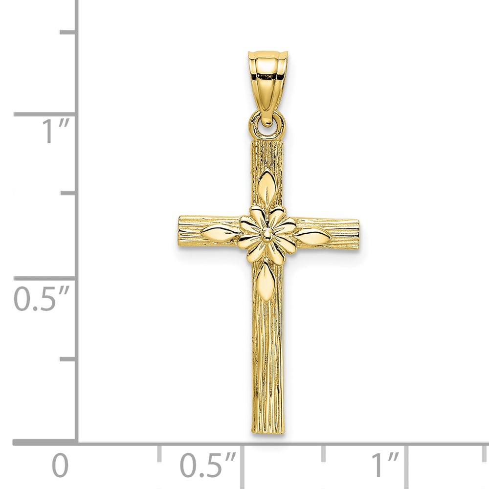 10K Cross w/ Flower Charm (10K8336)