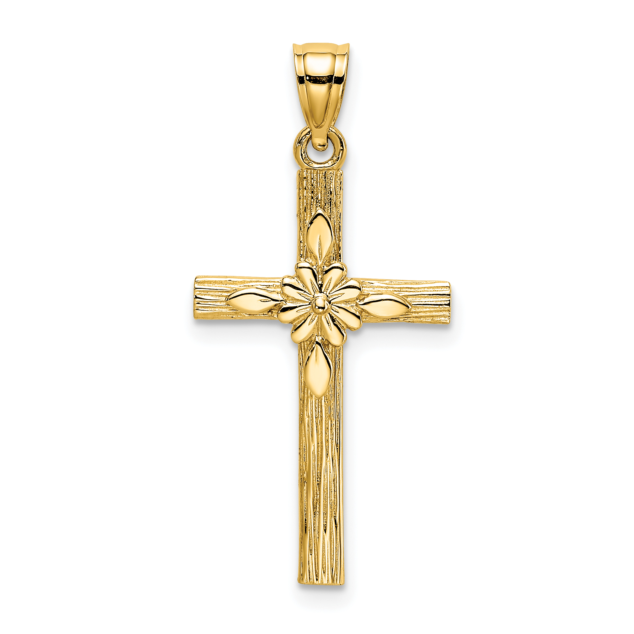 10K Cross w/ Flower Charm (10K8336)