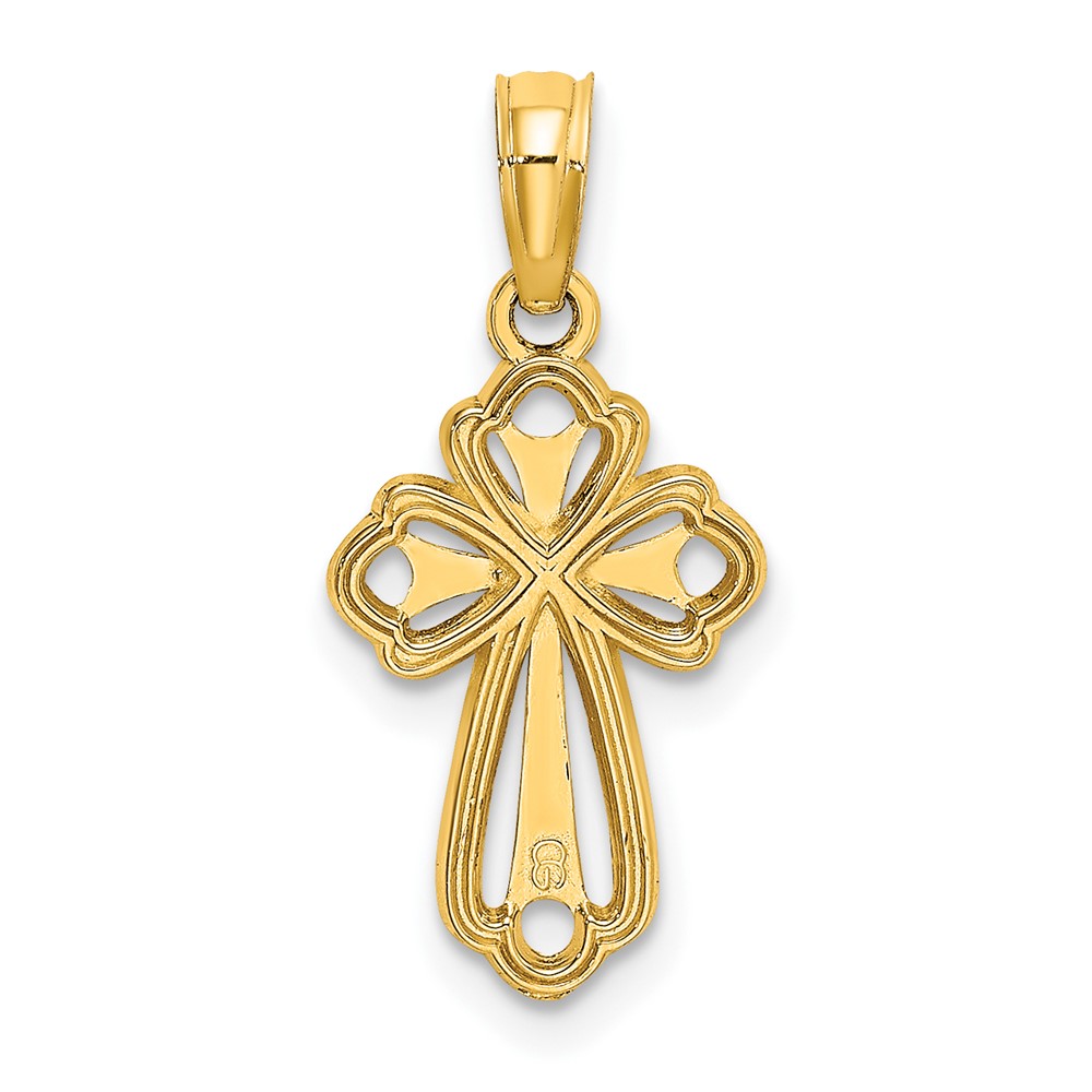 10K Cut-Out Polished Textured Cross Charm (10K8339)
