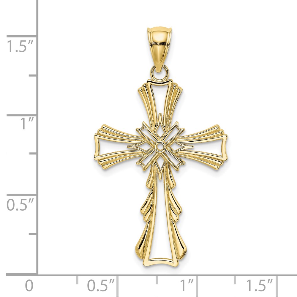 10K Cut-Out w/ Teardrop Sides Cross Charm (10K8341)