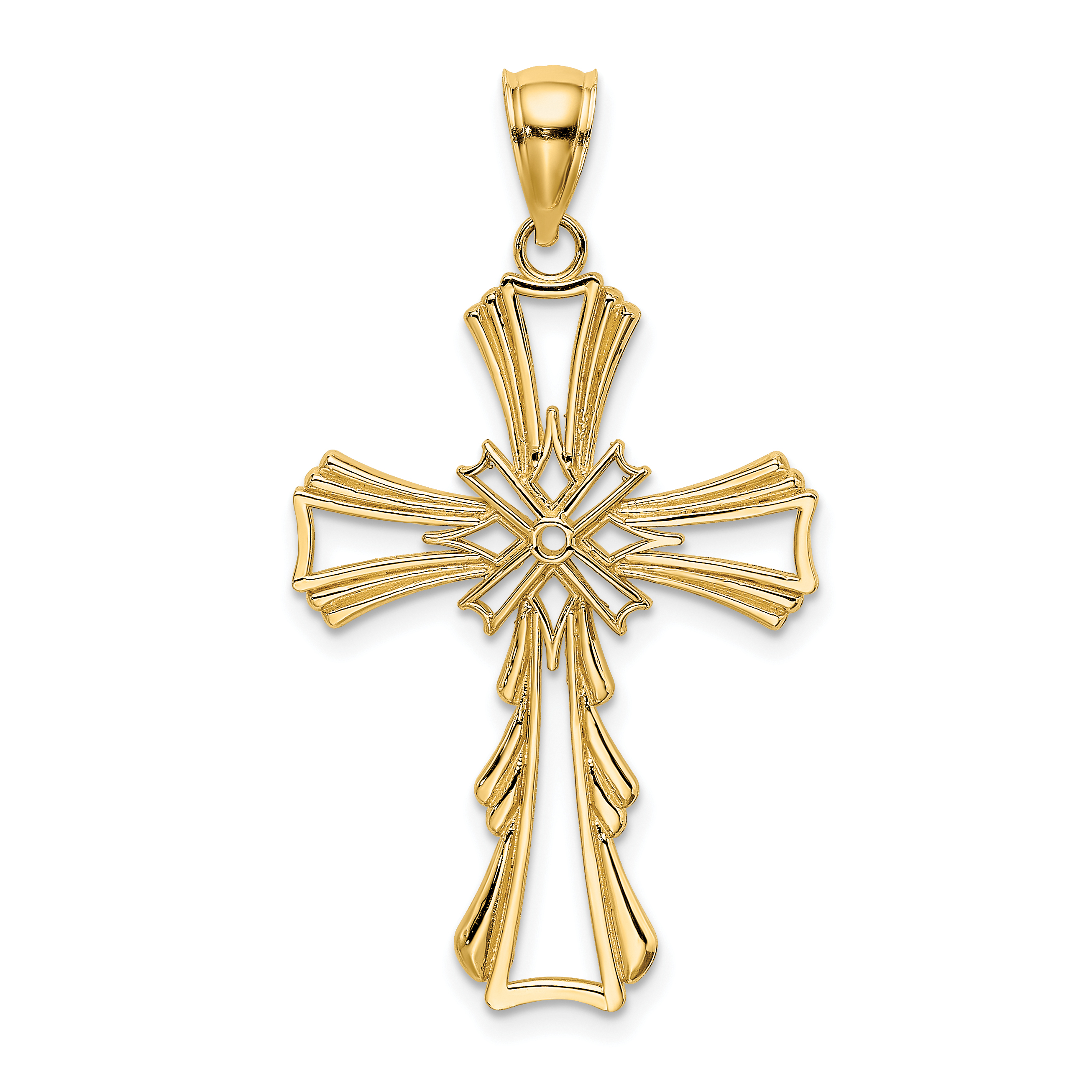 10K Cut-Out w/ Teardrop Sides Cross Charm (10K8341)