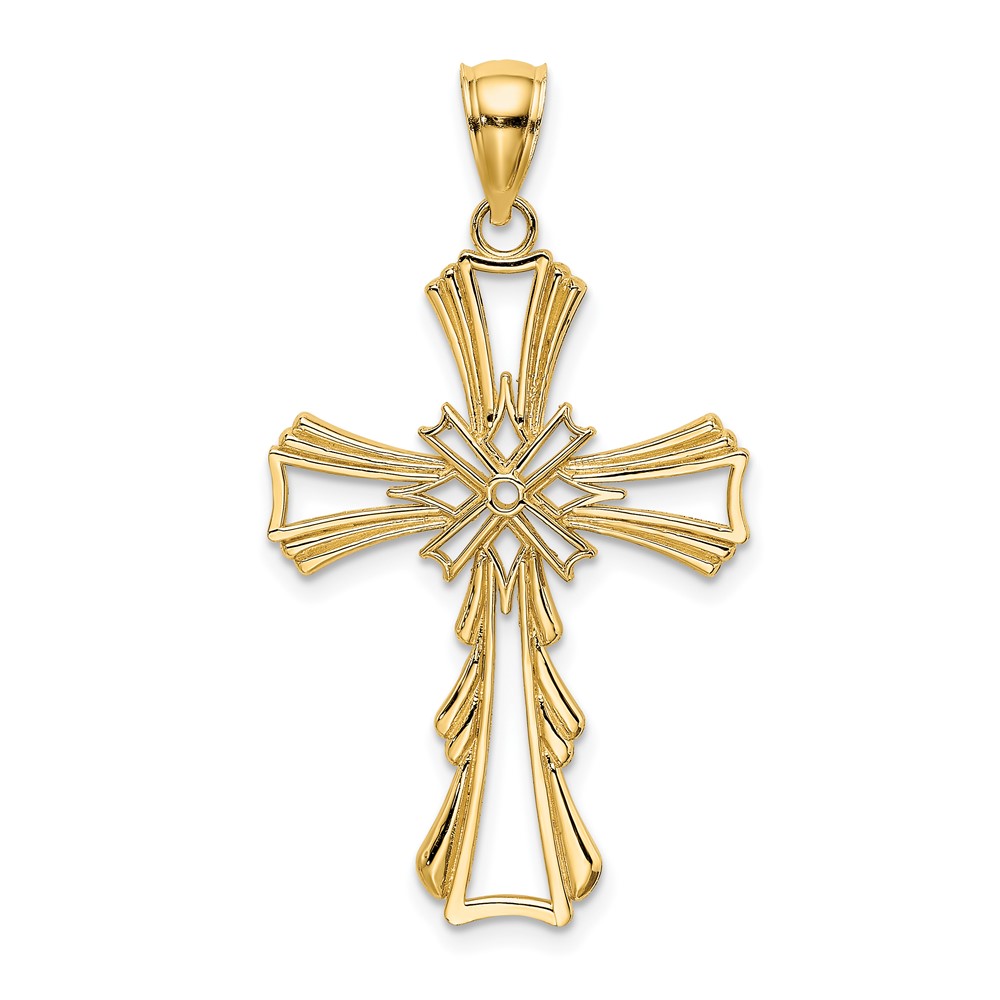 10K Cut-Out w/ Teardrop Sides Cross Charm (10K8341)