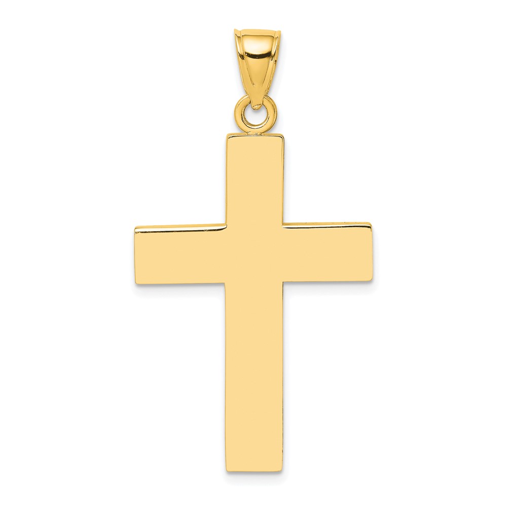 10K Polished Large Block Cross w/ Open Back Charm (10K8347)