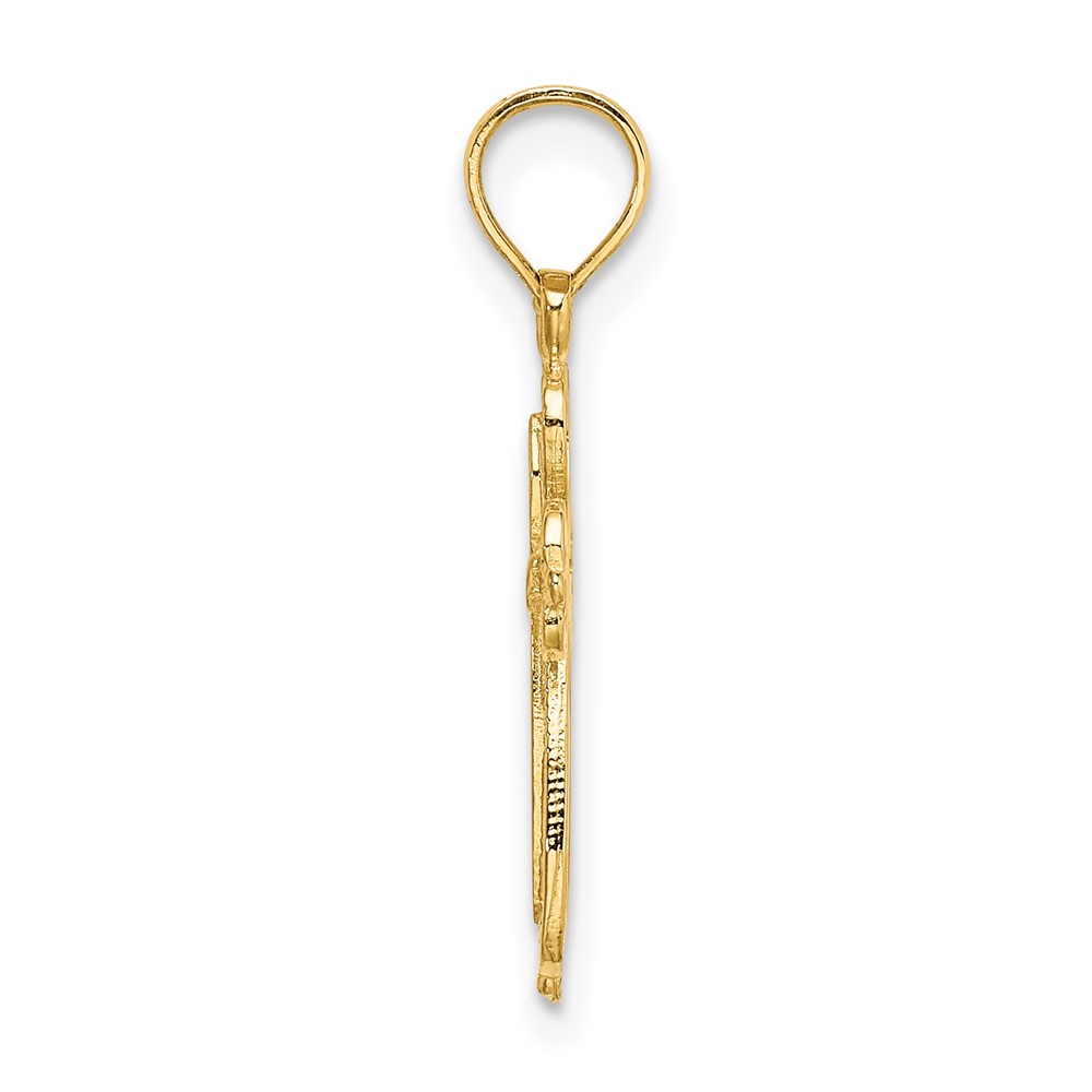 10K Polished and Cut-Out Engraved Cross Charm (10K8350)