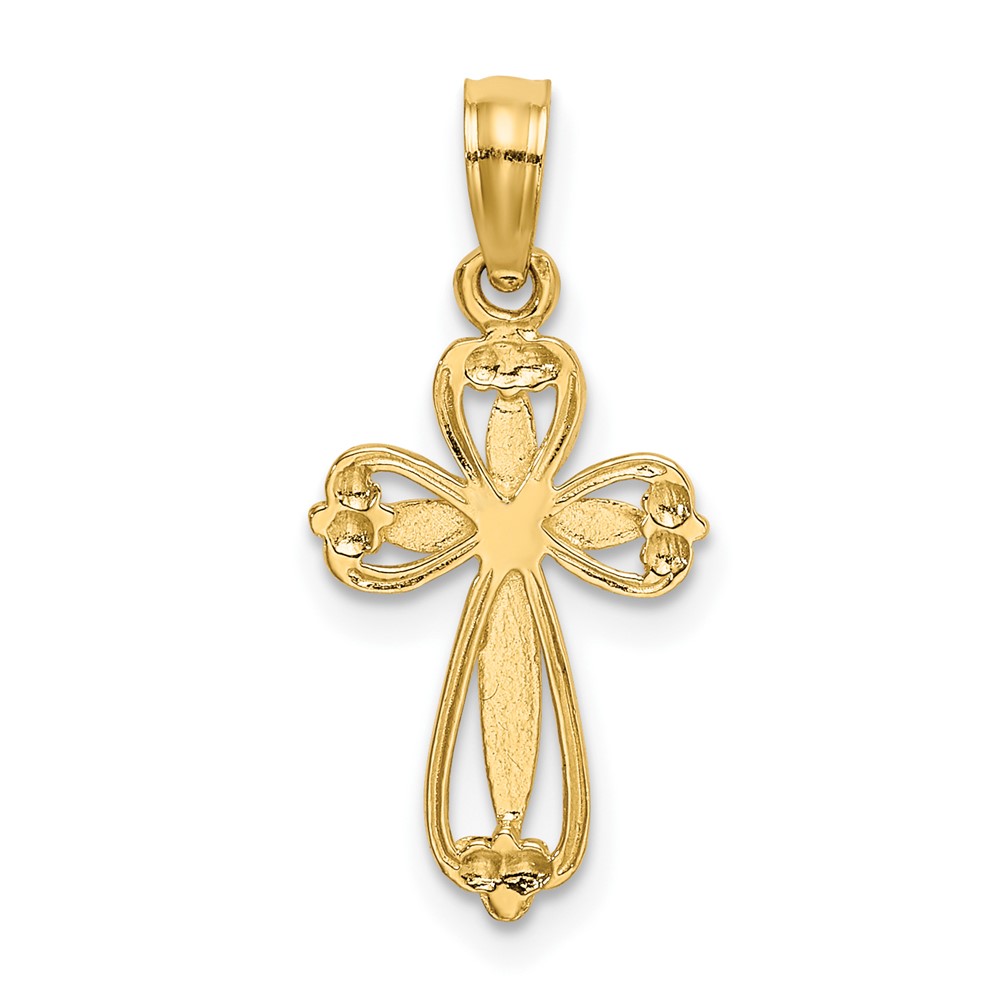 10K Polished and Cut-Out Engraved Cross Charm (10K8350)