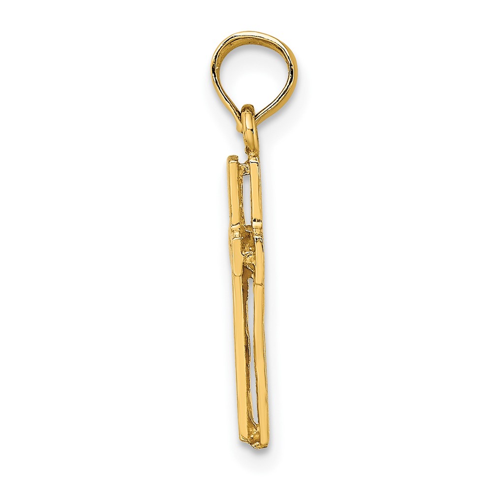 10K 2-D Polished Textured Cross Charm (10K8351)