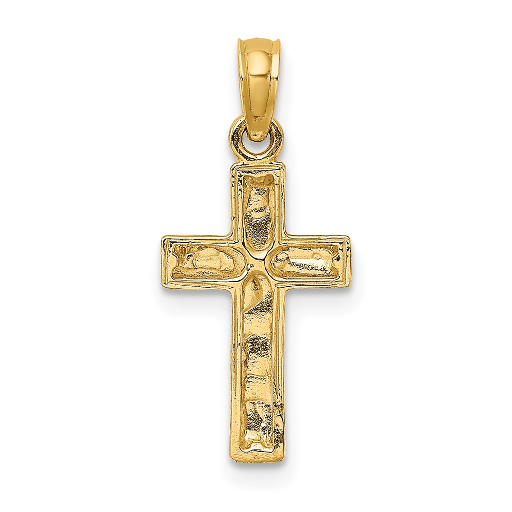10K 2-D Polished Textured Cross Charm (10K8351)
