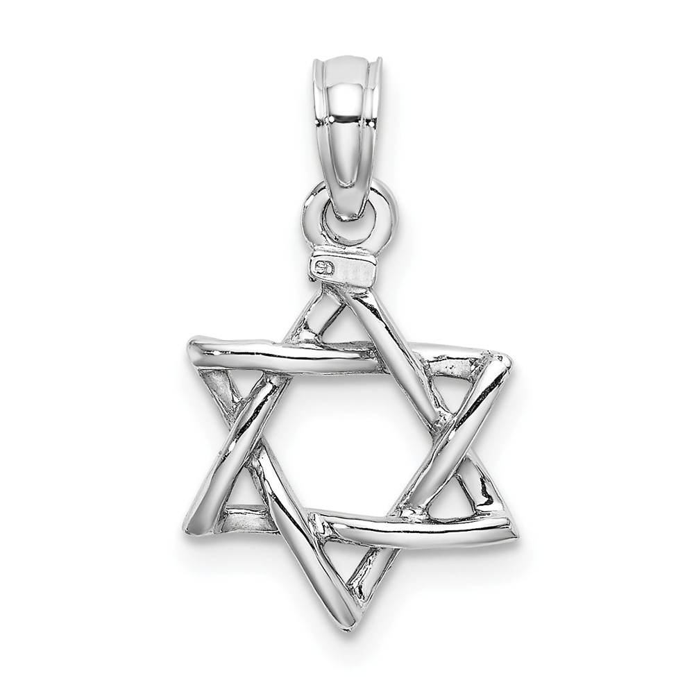 10K White Gold 3-D Polished Star Of David Charm (10K8356W)