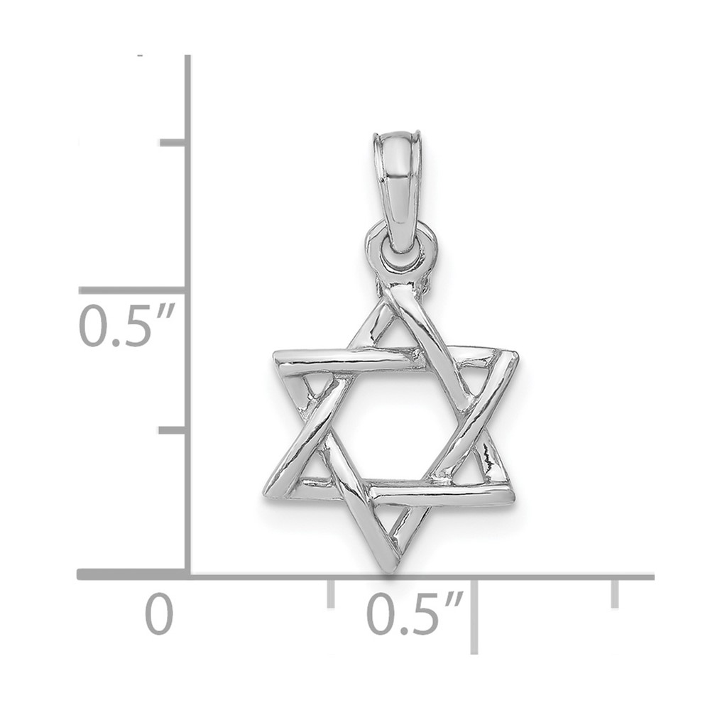 10K White Gold 3-D Polished Star Of David Charm (10K8356W)