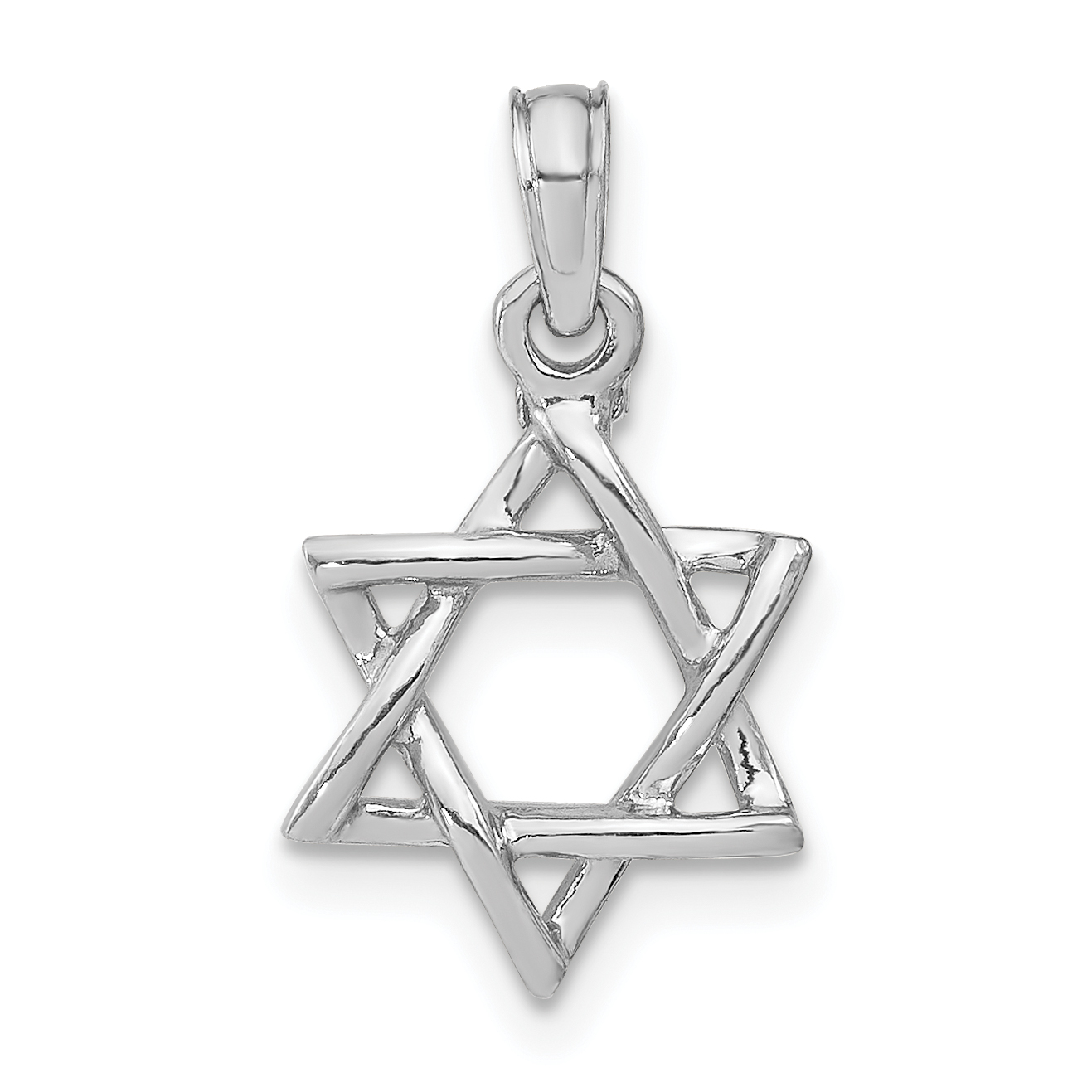 10K White Gold 3-D Polished Star Of David Charm (10K8356W)