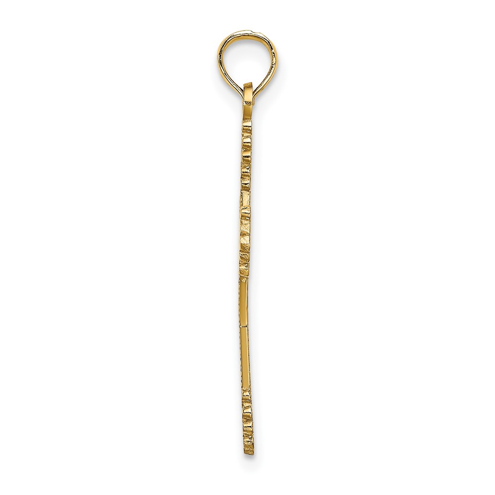 10K Beaded Tip Cross w/ Heart Center Charm (10K8366)