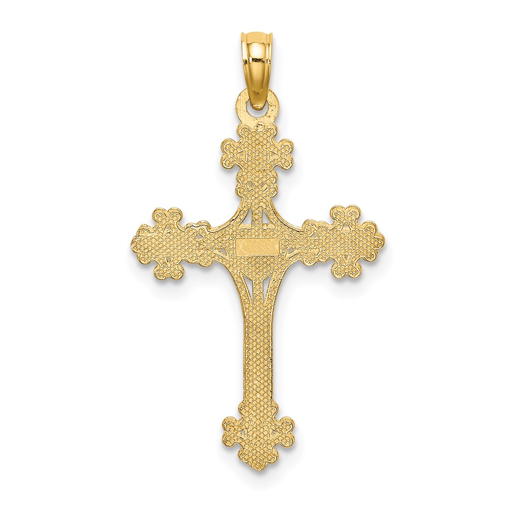 10K Beaded Tip Cross w/ Heart Center Charm (10K8366)